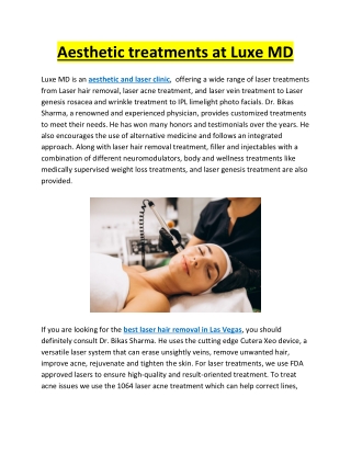 Aesthetic treatments at Luxe MD