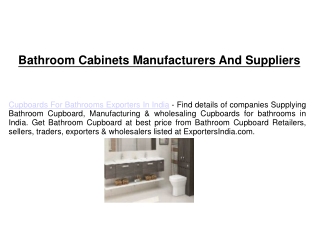 Bathroom Cabinets Manufacturers And Suppliers
