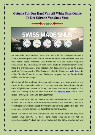Edelweiss Snus,  Schweizer Snus,  All White Snus - edelsnus