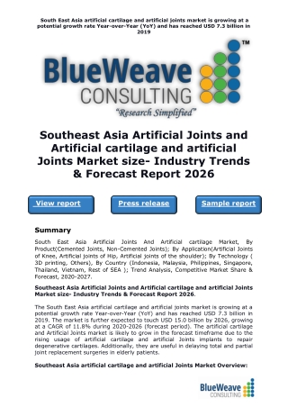 Southeast Asia Artificial Joints and Artificial cartilage and artificial Joints Market