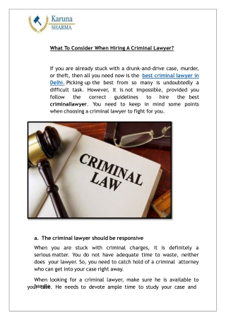 What To Consider When Hiring A Criminal Lawyer?