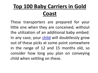 Top 100 Baby Carriers in Gold Coast