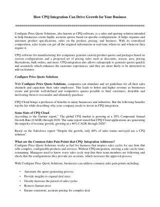How CPQ Integration Can Drive Growth for Your Business