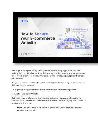 How to Secure your Ecommerce Website