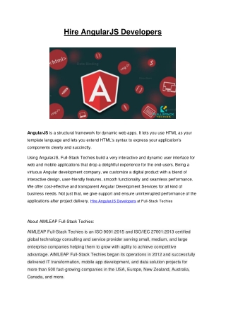 Hire AngularJS Developers