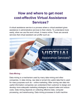 How and where to get most cost-effective Virtual Assistance Services_