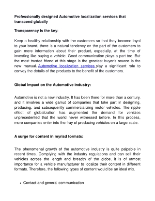 Automotive localization services