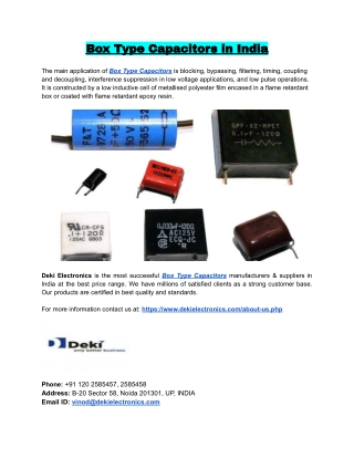 Affordable Box Type Capacitors in India