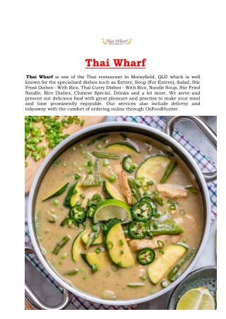 5% Off - Thai Wharf Morayfield Restaurant Menu, QLD