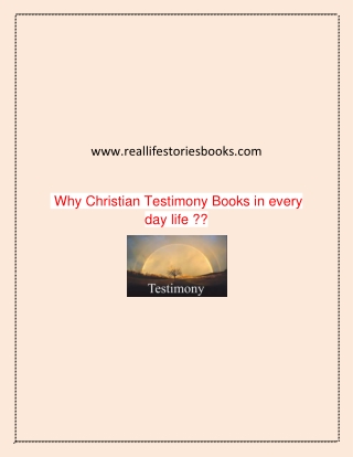 Christian Testimony Books in every day life