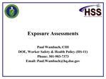 Exposure Assessments