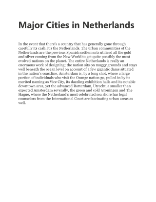 Major Cities in Netherlands