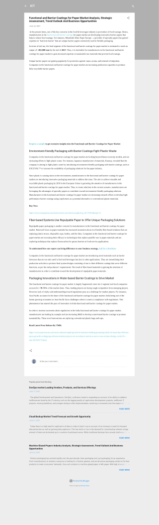 Functional and Barrier Coatings for Paper Market to Reach a US$ 2.4 Bn by 2027