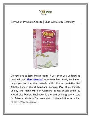 Buy Shan Products Online | Shan Masala in Germany