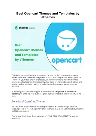 Best Opencart Themes and Templates by JThemes