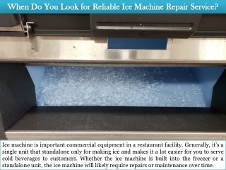 When Do You Look for Reliable Ice Machine Repair Service