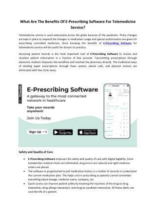 What Are The Benefits Of E Prescribing Software for Telemedicine Service