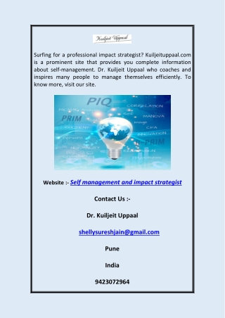 Self Management and Impact Strategist | Kuiljeituppaal.com