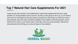 Top 7 Natural Hair Care Supplements For 2021