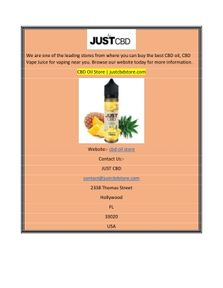 CBD Oil Store justcbdstore.com