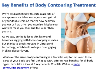 Key Benefits of Body Contouring Treatment