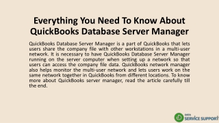 Everything You Need To Know About QuickBooks Database Server Manager