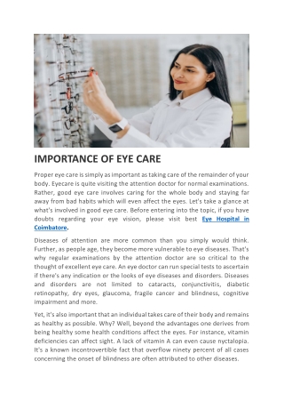 IMPORTANCE OF EYE CARE