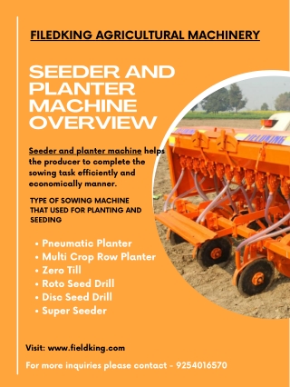 Seeder and Planter Farm Machine - Fieldking