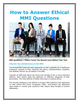 How to Answer Ethical MMI Questions