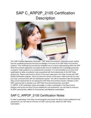 SAP C_ARP2P_2105 Certification Description