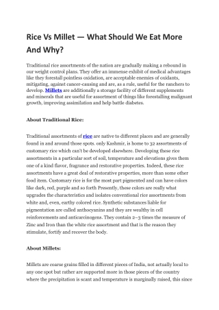 Rice Vs Millet — What Should We Eat More And Why?