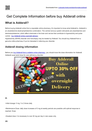 Get Complete Information before buy Adderall online