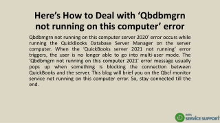 Here’s How to Deal with ‘Qbdbmgrn not running on this computer’ error