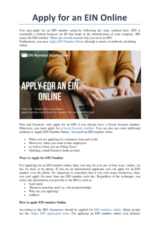 Apply for an EIN Online