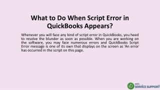 What to Do When Script Error in QuickBooks Appears?