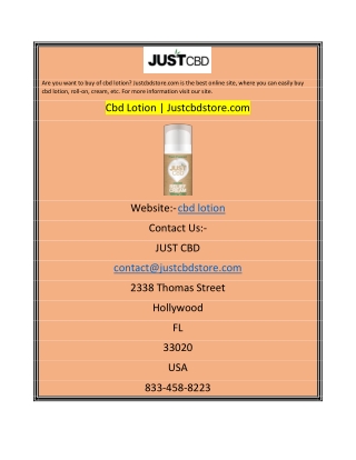 Cbd Lotion  Justcbdstore.com