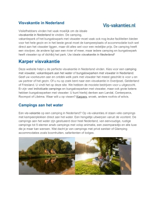 Visvakantie Nederland