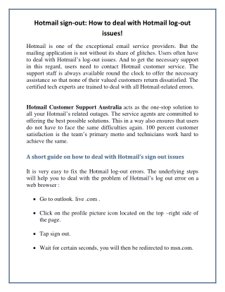 Hotmail sign-out: How to deal with Hotmail log-out issues!