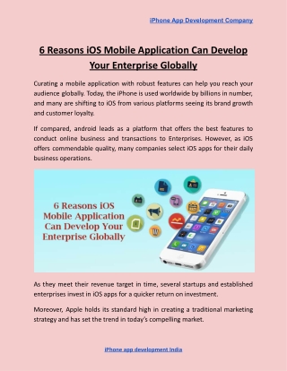 6 Reasons iOS Mobile Application Can Develop Your Enterprise Globally