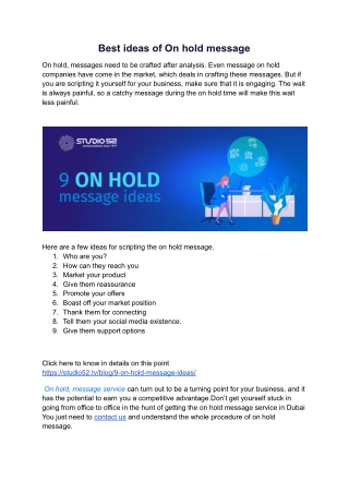 Best ideas of On hold message