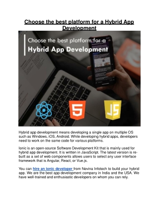 Choose the best platform for a Hybrid App Development