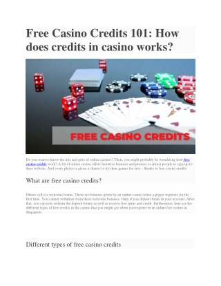 How does credits in casino works?