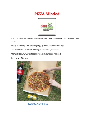 15% Off - Pizza Minded Restaurant Menu Ascot Vale, VIC