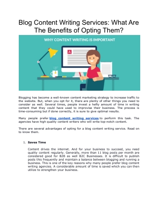 Blog Content Writing Services - What Are The Benefits of Opting Them_