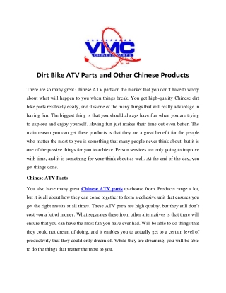 Dirt Bike ATV Parts and Other Chinese Products