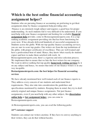 Which is the best online financial accounting assignment helper