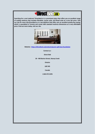 Split Box Spring  Directbed.ca  Directbed.ca