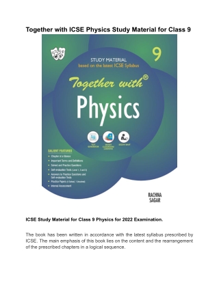 Together with ICSE Physics Study Material for Class 9