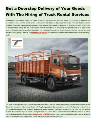 Get a Doorstep Delivery of Your Goods With The Hiring of Truck Rental Services