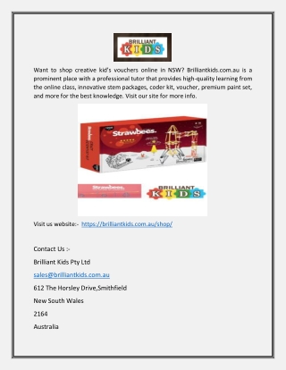 Creative Kids Voucher Kits in NSW | Brilliantkids.com.au